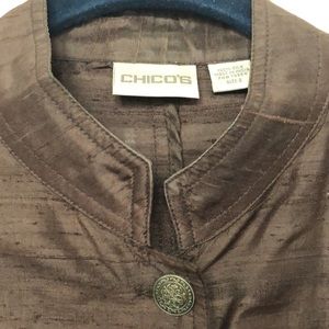 Chico’s Chocolate Raw Silk Jacket